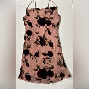 Charlotte Russe Floral Dusty Pink Devore Strapless Midi Dress Size XS